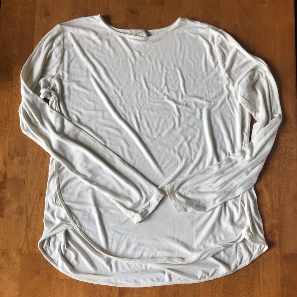 5 for $15 Loft Long Sleeve Cream Shirt Tail Tee